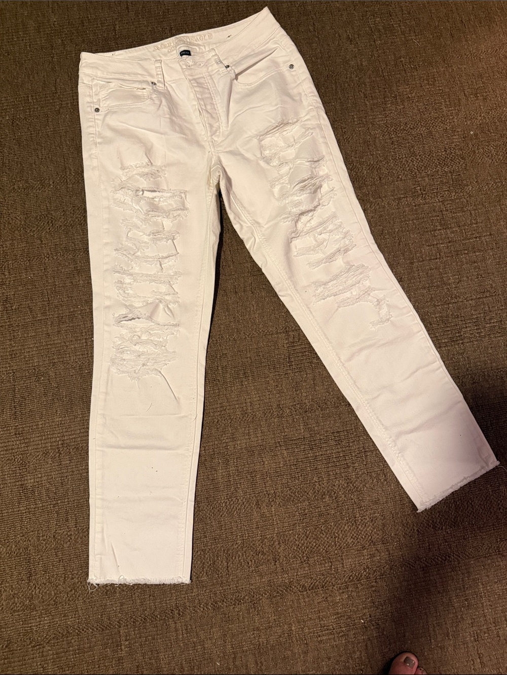 American Eagle Outfitters White Distressed Women's Jeans